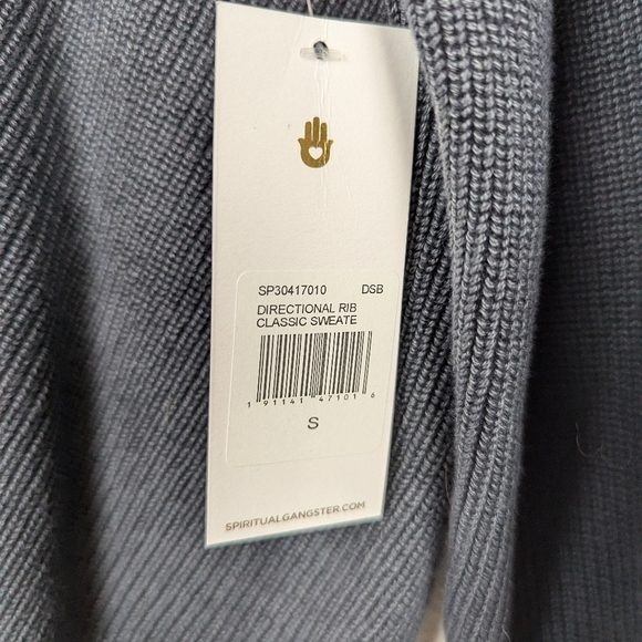 NWT Spiritual Gangster Directional Rib Classic Sweater Blue - Picture 2 of 3